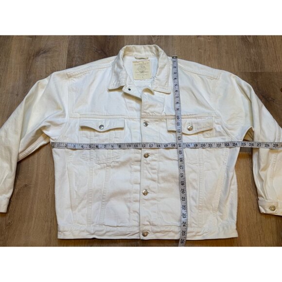 Vintage 80s 90s Banana Republic Safari & Travel White Denim Long Sleeve Trucker - Picture 6 of 12